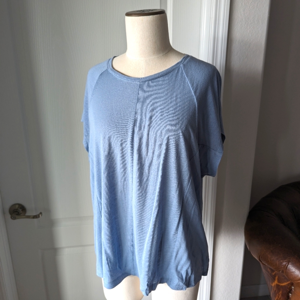 J.Jill Baby Blue Linen Blend Short Sleeve Tee